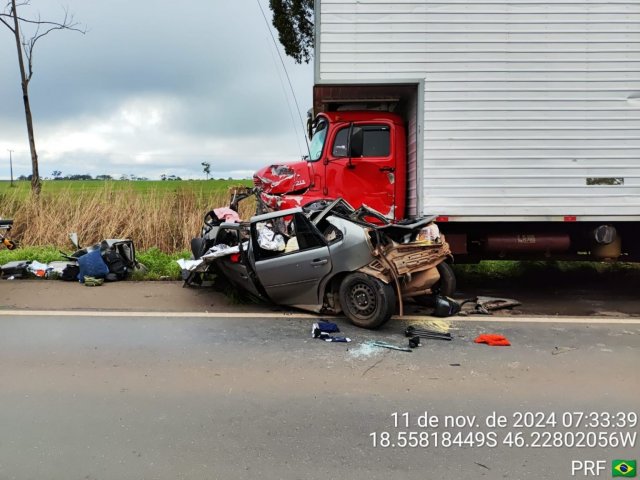 Grave acidente na BR-365 deixa duas mortes e uma pessoa em estado grave