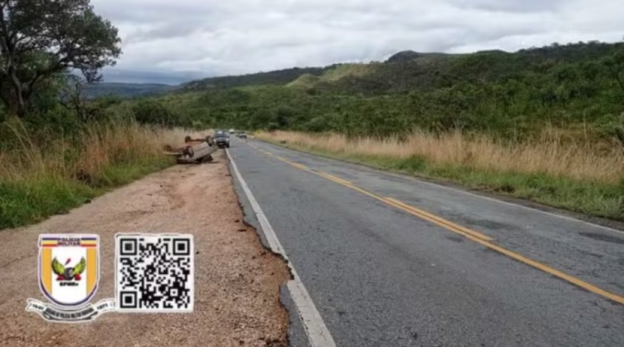 Acidente na MGC-259 em Gouveia deixa motorista de Patos de Minas morta e passageiro ferido