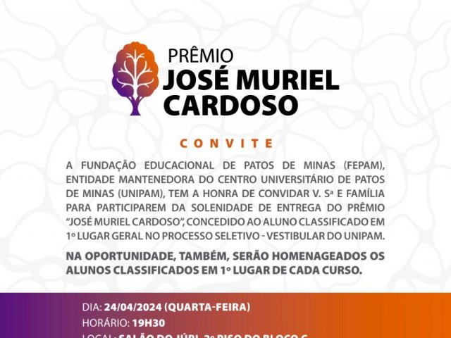 FEPAM e UNIPAM farão a entrega do Prêmio José Muriel Cardoso