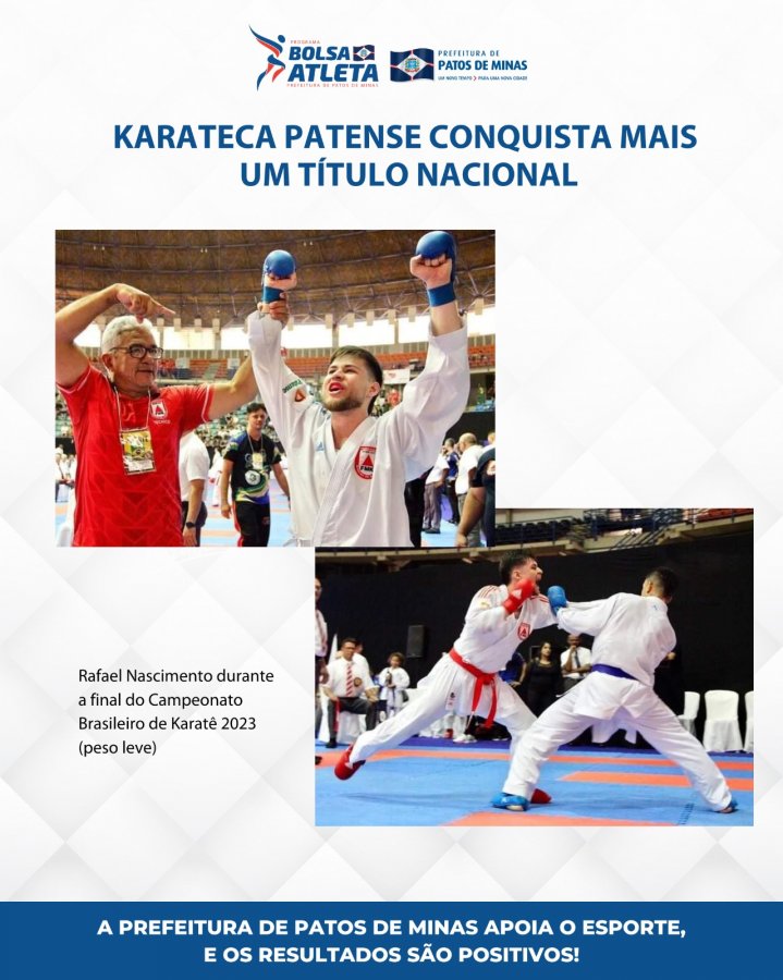 Rafael, de Patos de Minas, conquista o ouro no Campeonato Brasileiro de Karatê 2023